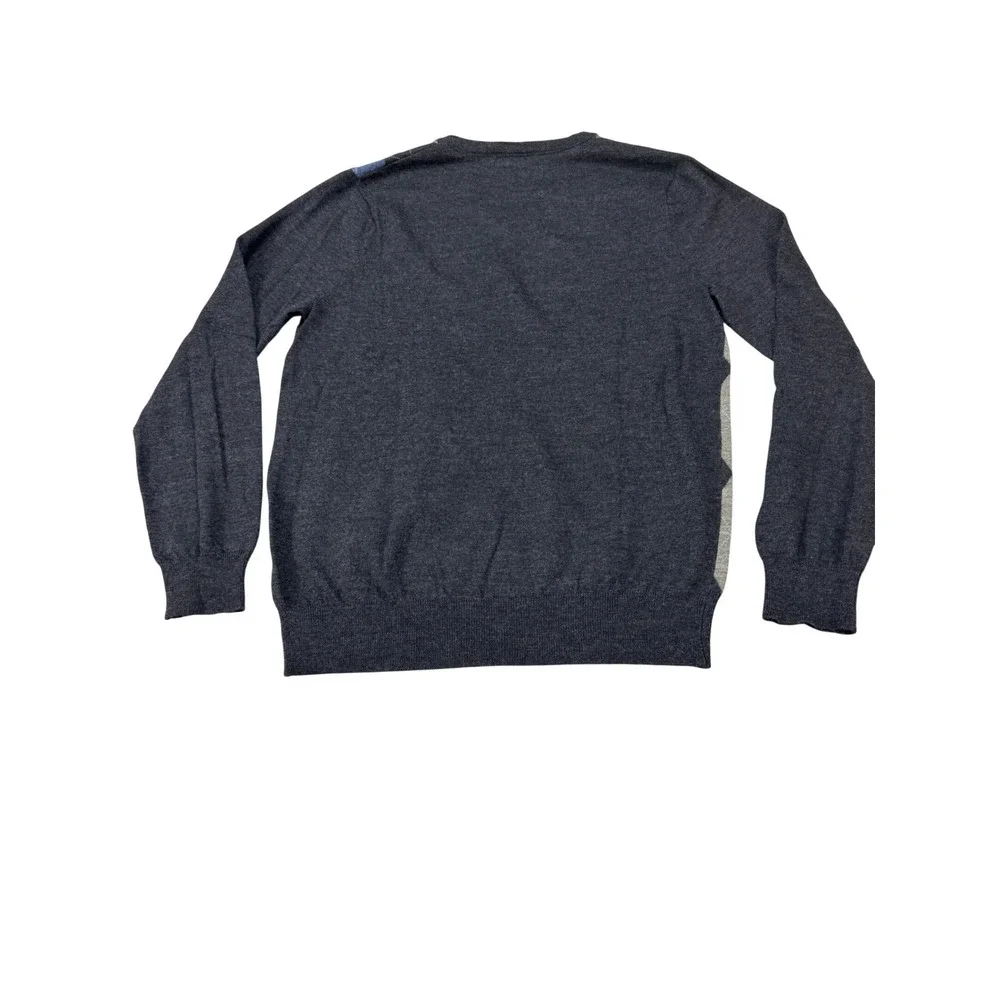 Banana‎ Republic Mens Merino Wool Argyle V-Neck Sweater Gray Blue Size M